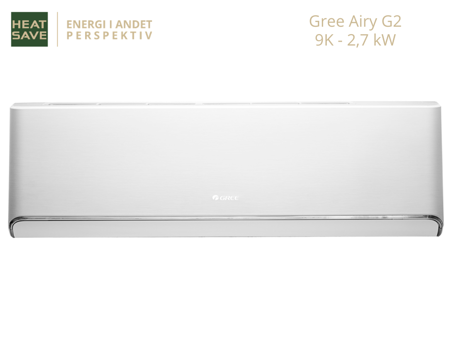 Gree Airy G2 9K 2,7 kW – Luft/luft varmepumpe 2 Gree Airy G2 9K 2,7 kW – Luft/luft varmepumpe - Billede 2