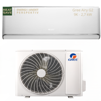 Shop 25 gree airy g2 9k, luft til luft varmepumpe