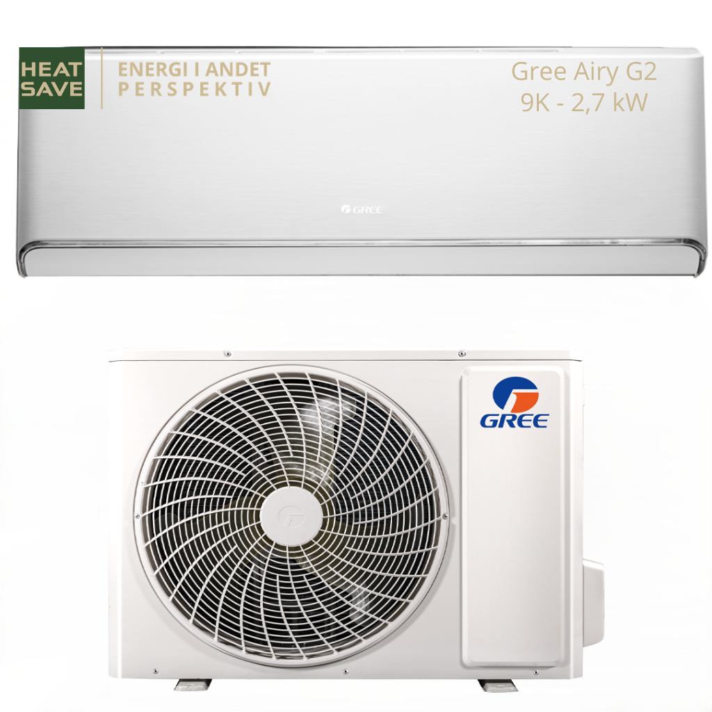 Gree Airy G2 9K 2,7 kW – Luft/luft varmepumpe 1 gree airy g2 9k, luft til luft varmepumpe